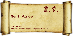 Méri Vince névjegykártya